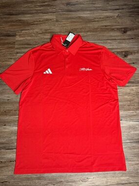 adidas NC State Red Men's Polo with Embroidered Script